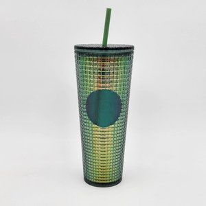 Starbucks 2022 Fall Halloween Green Aqua Grid Rainforest Venti Tumbler 24oz Cup